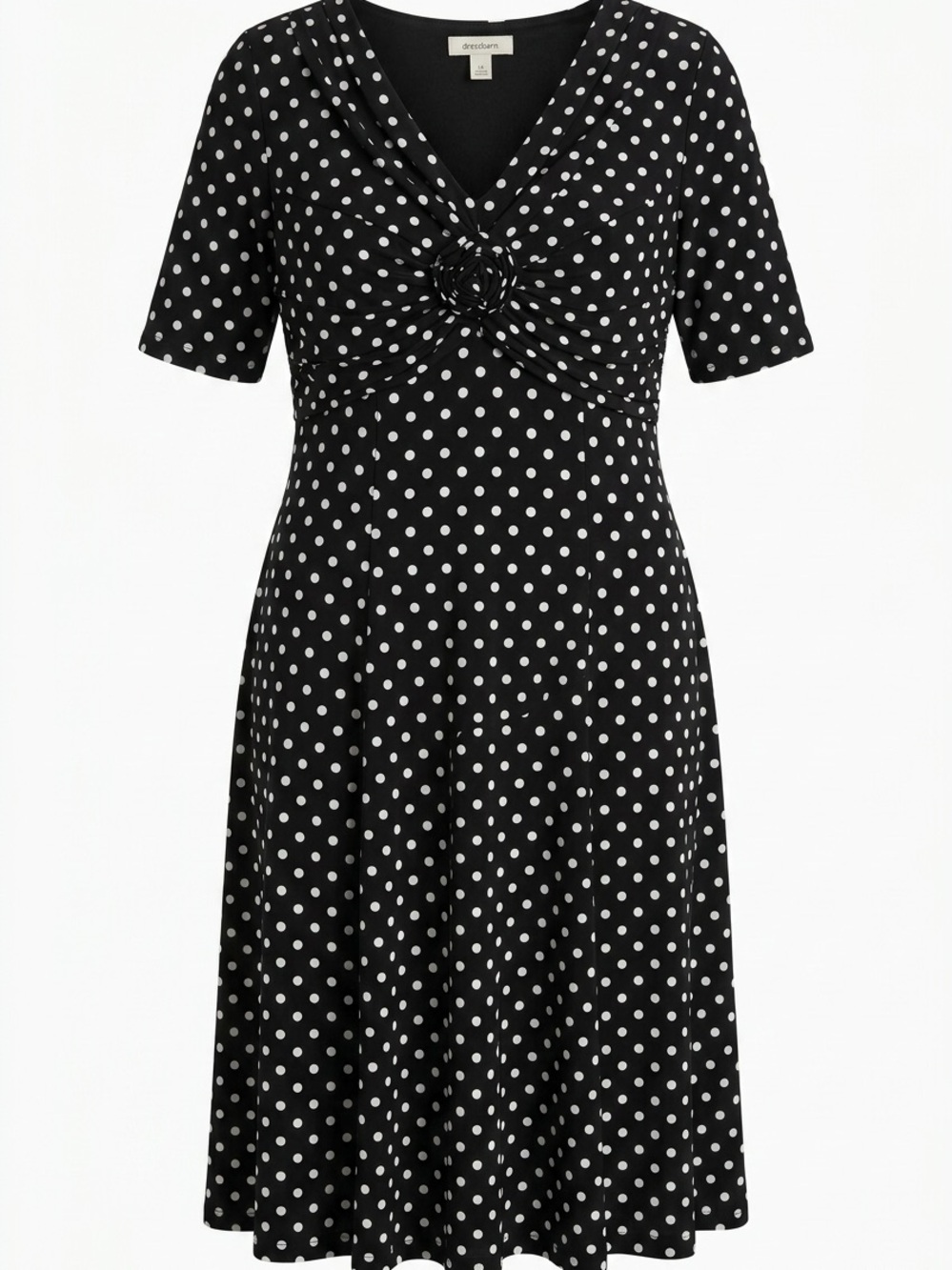 Dress Barn Black and White Polka Dot Midi Dress